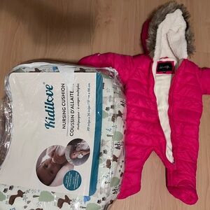 Babies Snow suit with a nursery pillow